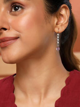 Fabindia - Silver Dangler Drop Purple Earrings