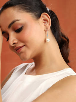 Fabindia - Silver Dangler Pink Earrings
