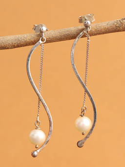 Fabindia - Silver Dangler Off White Earrings
