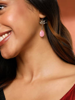 Fabindia - Silver Dangler Pink Earrings