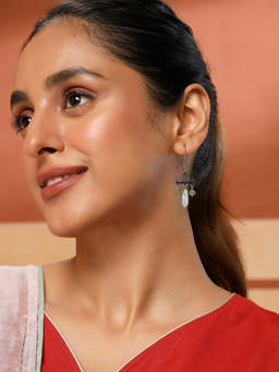 Fabindia - Silver Dangler Drop Multi-Color Earrings
