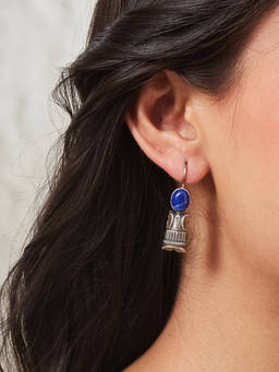 Fabindia - Silver Drop Blue Earrings