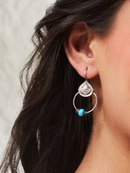 Fabindia - Silver Dangler Drop Blue Earrings