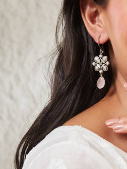 Fabindia - Silver Dangler Pink Earrings