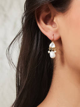 Fabindia - Silver Drop White Earrings