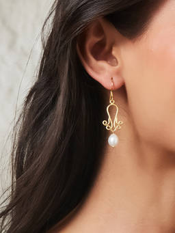 Fabindia - Silver Dangler White Earrings