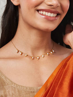 Fabindia - Silver Short White Necklace