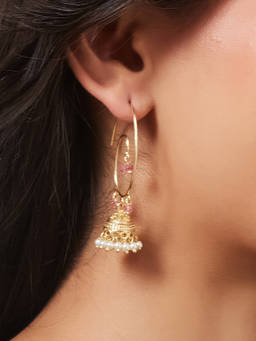 Fabindia - Silver Jhumka Pink Earrings