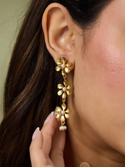 Fabindia - Silver Dangler White Earrings