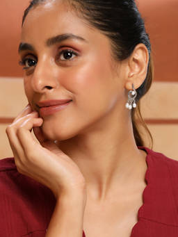 Fabindia - Silver Drop Off White Earrings
