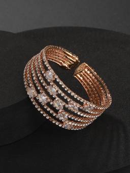 Jazz and Sizzle - Rose Gold-Plated White Adjustable Bracelet For Women And Girls