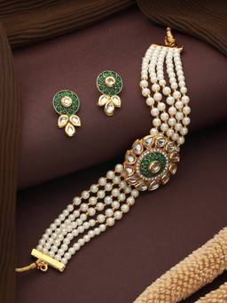 Jazz and Sizzle - Meenakari Green Adjustable Jewellery Set