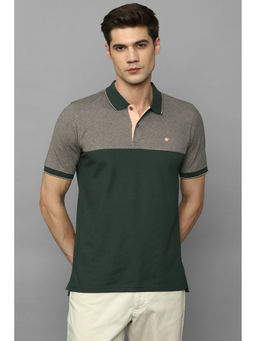 Louis Philippe - Men Green Colorblock Polo Neck T-shirt