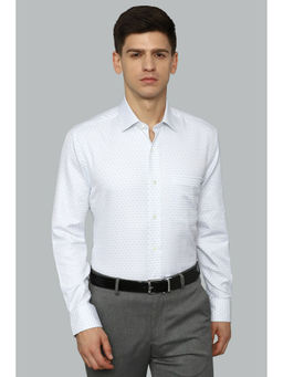 Louis Philippe - Men White Classic Fit Textured Full Sleeves Formal Shirt