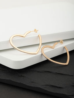 Carlton London - rose Gold Toned -CZ Studded Heart Half Hoop Earrings