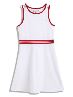 Tommy Hilfiger - Girls White Solid Knee Length Dress