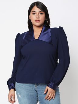 MISH - Curves By MISH Scallop Collar Style Top