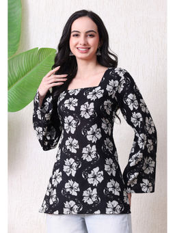 Meera Fab - Floral Print Flared Sleeve Cotton Kurti