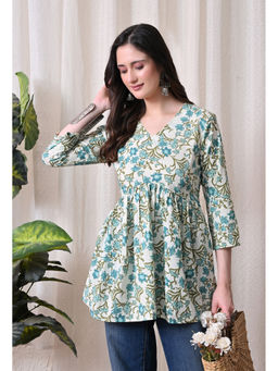 Meera Fab - Floral Print Cotton Blend Tunic