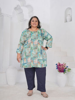 Odette - Sea Green Cotton Blend Printed Kurta For Women
