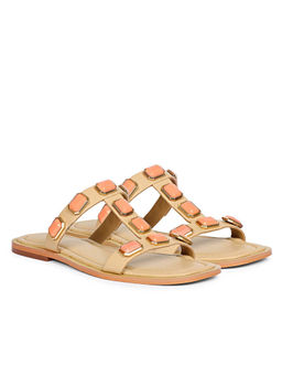 Saint G - Stones Embellished Natural Leather Flats