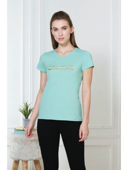 Van Heusen Woman Lingerie and Athleisure - Van Heusen Women V-Neck & Short Sleeve Lounge T-Shirt - Green