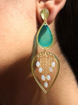 BeAbhika - Water Dew Drops Blue Resin Earrings