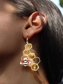 BeAbhika - Honey Bee Theme Resin Earrings