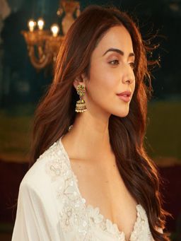 Accessher - Gold Plated Multicolour Pastel Semi Precious Stones Studded Ethnic Floral Earrings