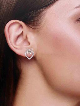 Kai Jewel - Sterling Silver Mimalistic Heart Bow Stud Earringd