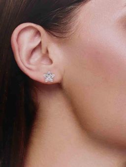 Kai Jewel - Sterling Silver Solitaire Floral Stud Earrings