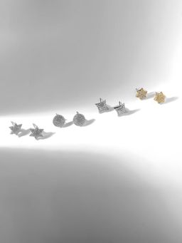 Niska - Set Of 4 Silver and Gold-Toned Half Hoop Earrings