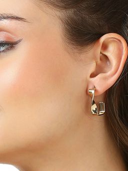 OOMPH - Gold Fashion Hoop Earrings - Square Twisted Party Wear - for Women and Girls