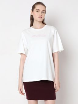 VERO MODA - White Typography Organic Cotton T-Shirt