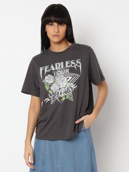 VERO MODA - Grey Graphic Print T-Shirt