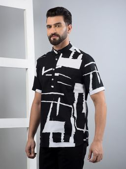 CRIMSOUNE CLUB - Men Black Printed Cotton Kurta