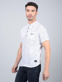 CRIMSOUNE CLUB - Men White Printed Linen Kurta