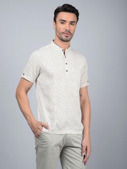 CRIMSOUNE CLUB - Men Beige Printed Linen Kurta