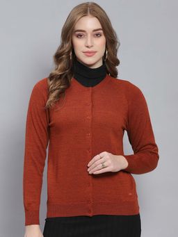 Monte Carlo - Women's Solid Rust Full Sleeve Cardigan
