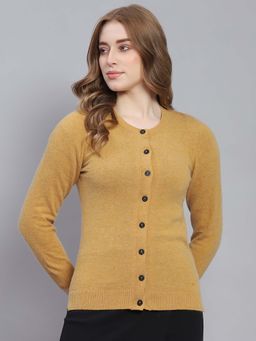 Monte Carlo - Women's Solid Brown Full Sleeve Cardigan