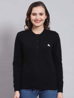 Monte Carlo - Women's Solid Black Full Sleeve Cardigan