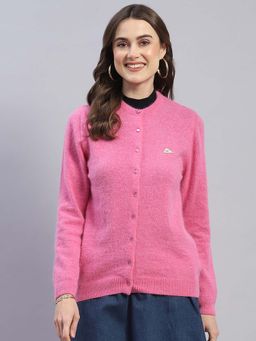 Monte Carlo - Women's Solid Pink Full Sleeve Cardigan