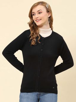 Monte Carlo - Women's Solid Black Full Sleeve Cardigan
