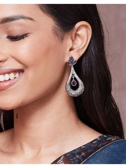 Fabindia - Metal Dangler Earrings - Purple