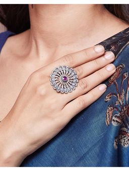 Fabindia - Metal Adjustable Ring - Magenta