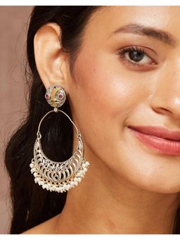 Fabindia - Metal Chandbali Earrings - Multi-Colour