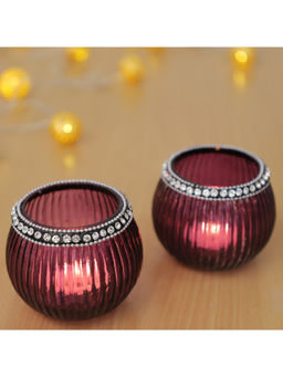 HomeTown - Glass Votive Set, Violet