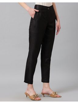 Fabindia - Viscose Silk Slim Fit Formal Kosi Black Pant