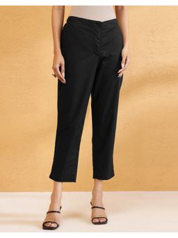 Fabindia - Cotton Casual Cropped Black Pant