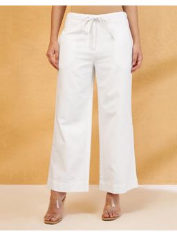 Fabindia - Cotton Casual Wide Leg White Pant
